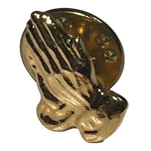 Gold Tone Praying Hands Lapel Pin or Tie Tack, Religious Pin